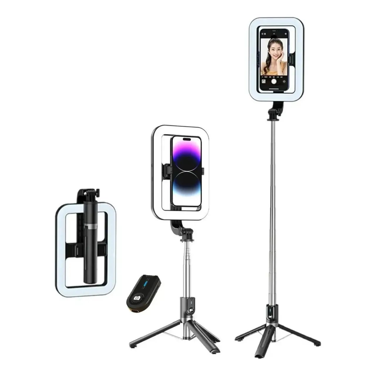 Ring Light Luminária Led 3 Cores Bastão De Tripe Bluetooth