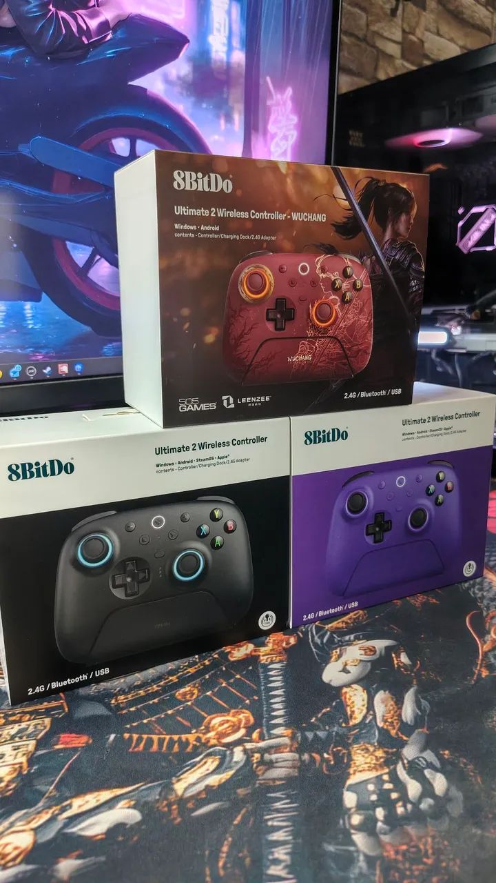 Controle 8 Bitdo Ultimate 2 Wireless completo com base e conector  - Foto 5