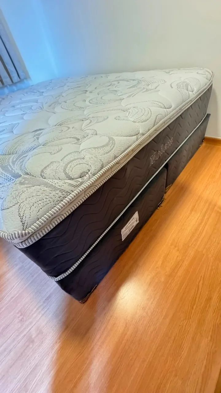 Cama Queen Size Modena. Com base SoftFlex + Colchão  158 cm (L) x 198 cm (C) - SEMI NOVA!! - Foto 4