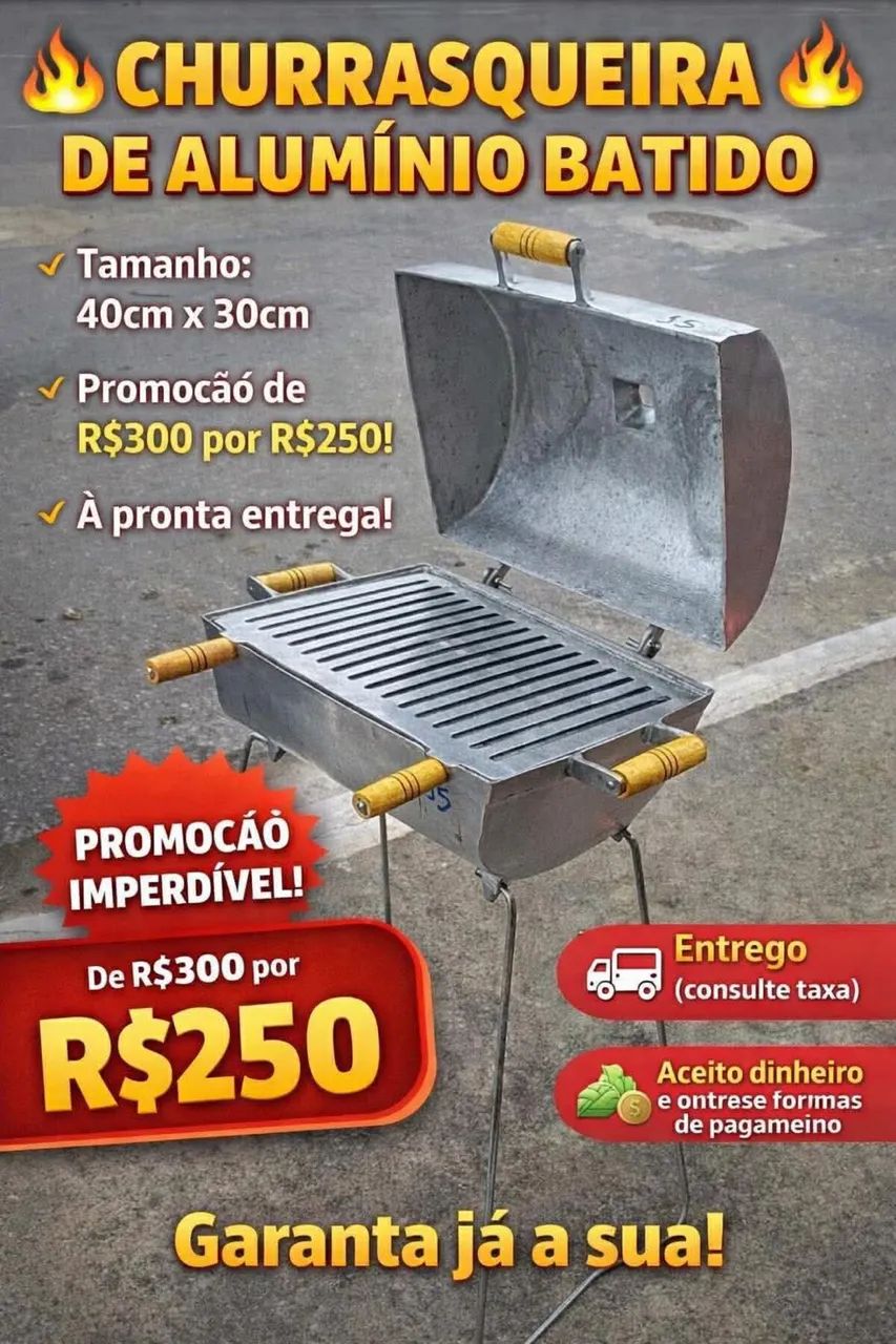 Churrasqueira de alumínio batido pronta entrega