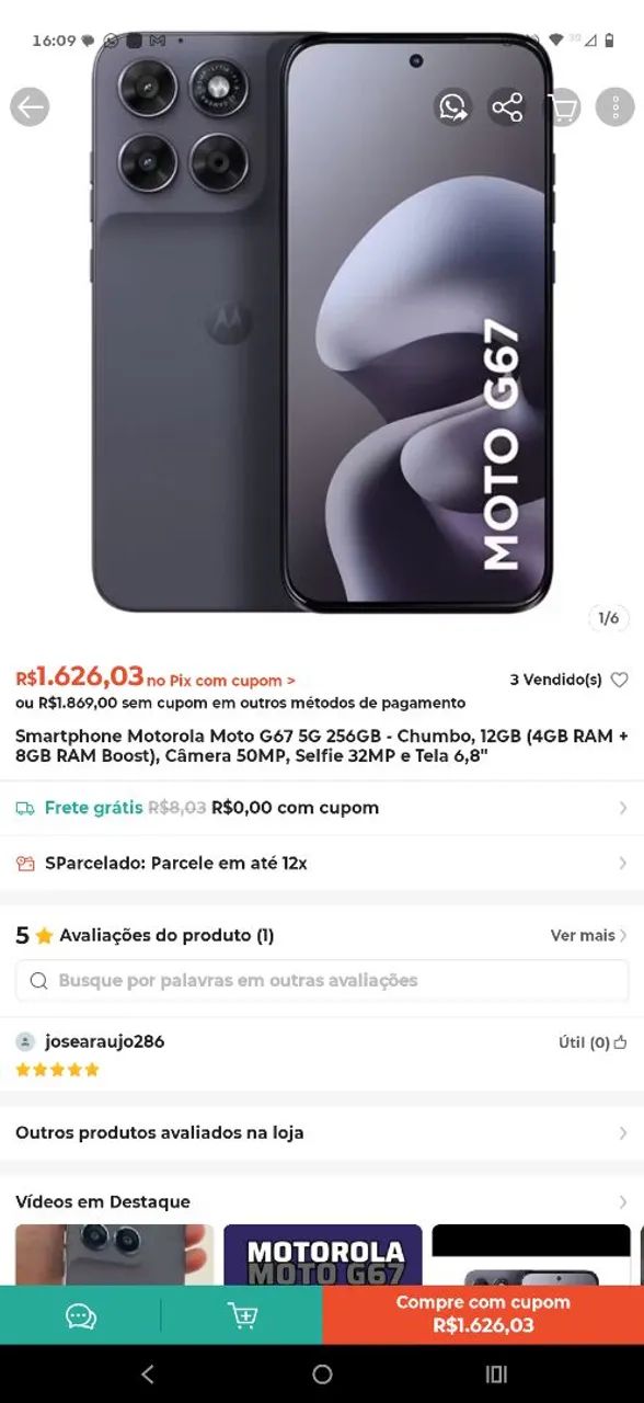 Vendo moto g67 