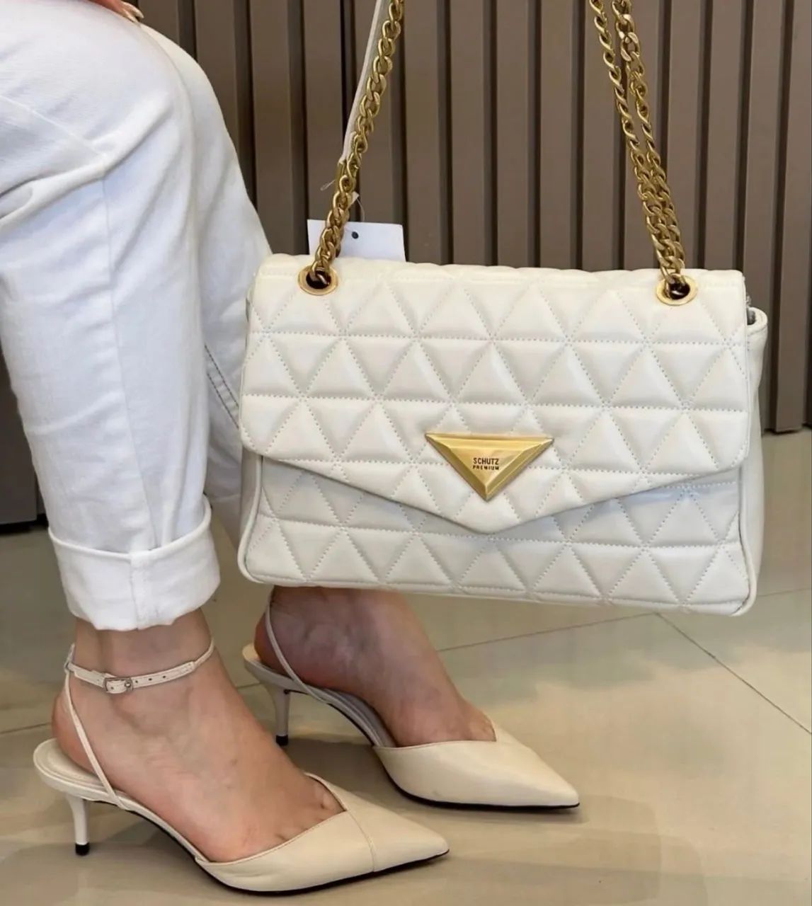 Bolsa Schutz NOVA Couro Legítimo 944 off white  - Foto 5