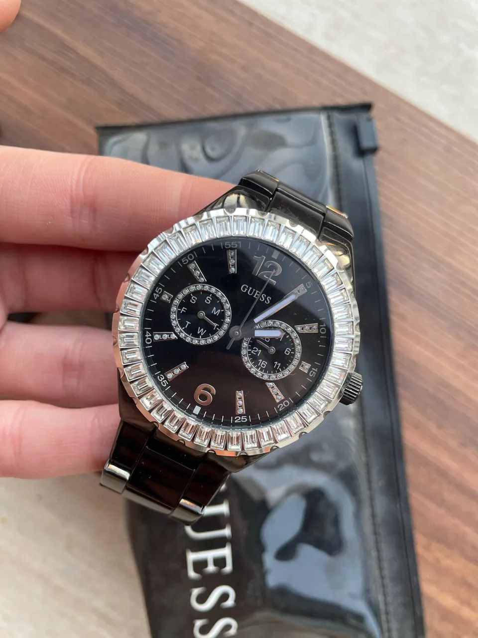 Relógio Guess Original Preto com Pedras 