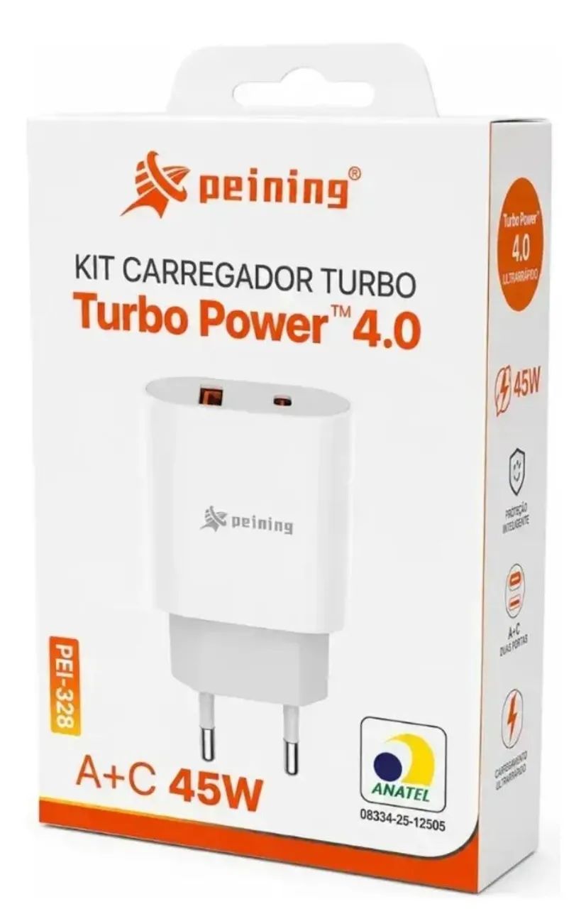 Carregador Duplo Usb+usb-c 45w Compativel iPhone Android Branco