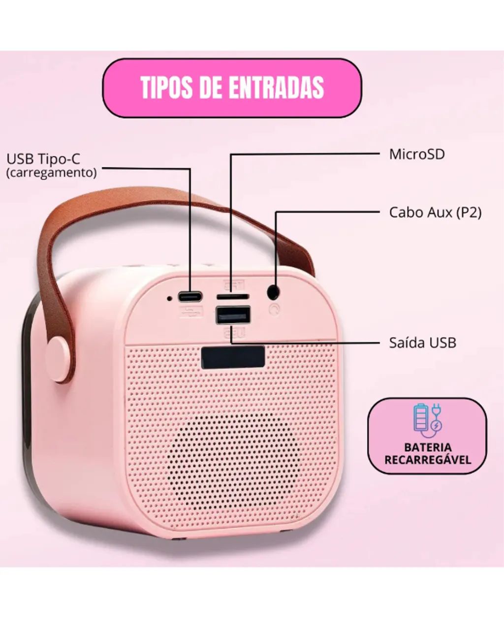 Caixa de Som Karaokê Portátil B-Max - Foto 2