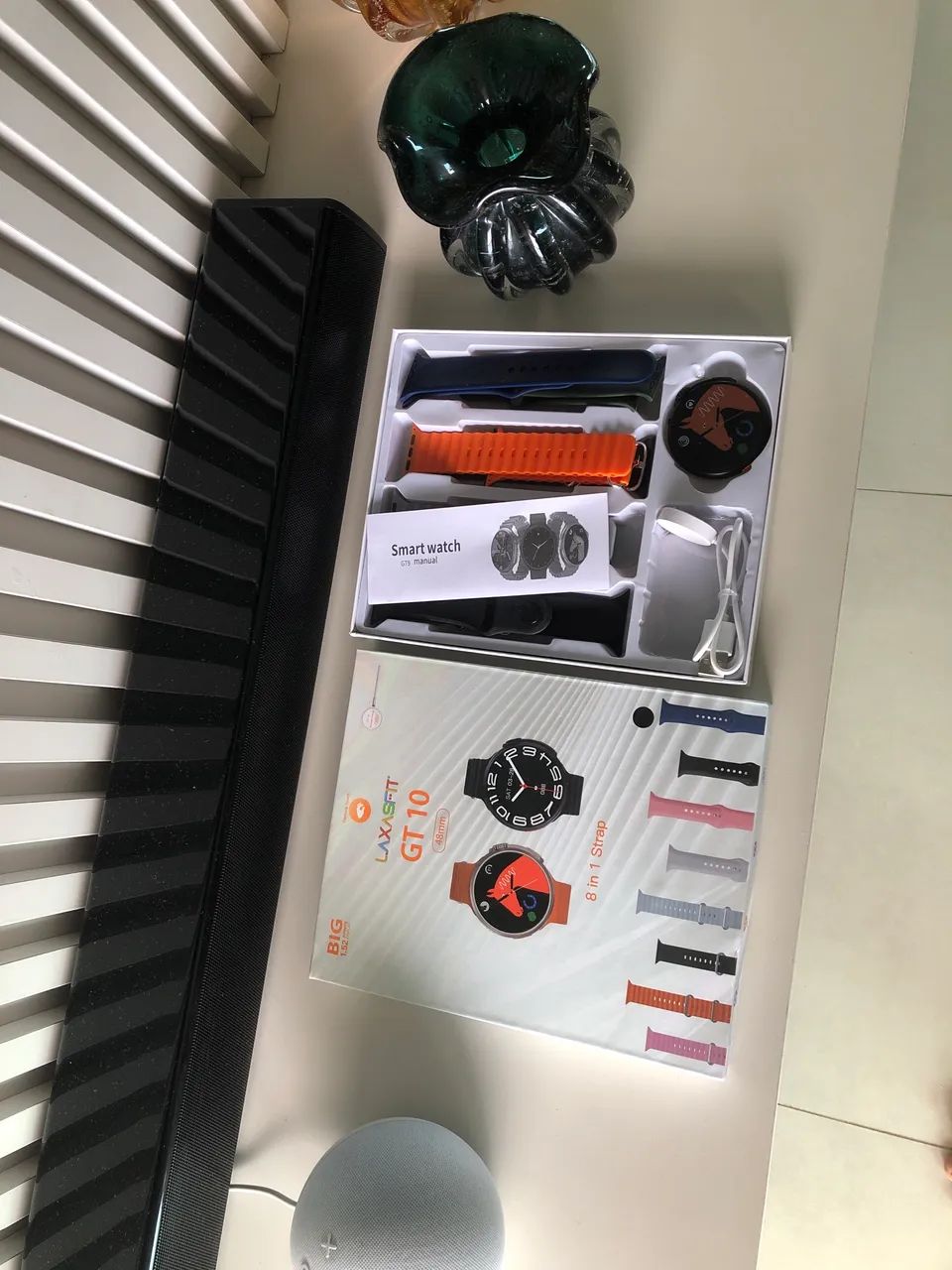 Relógio smartwatch gt 10 redondo 48mm 8 pulseiras 