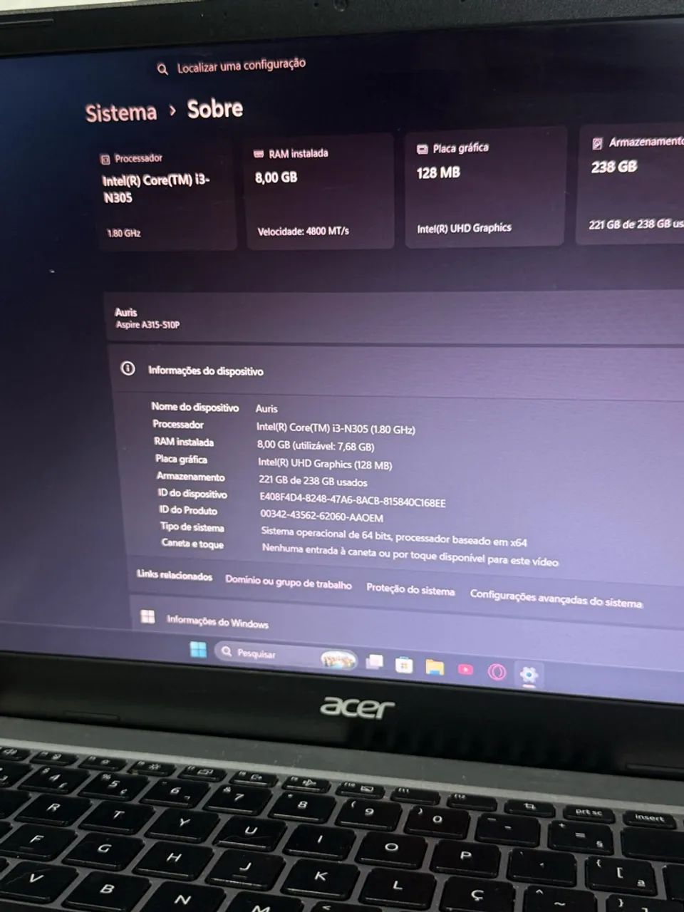 Notebook Acer Aspire 3 A315-510P | EM PERFEITO ESTADO - Foto 5