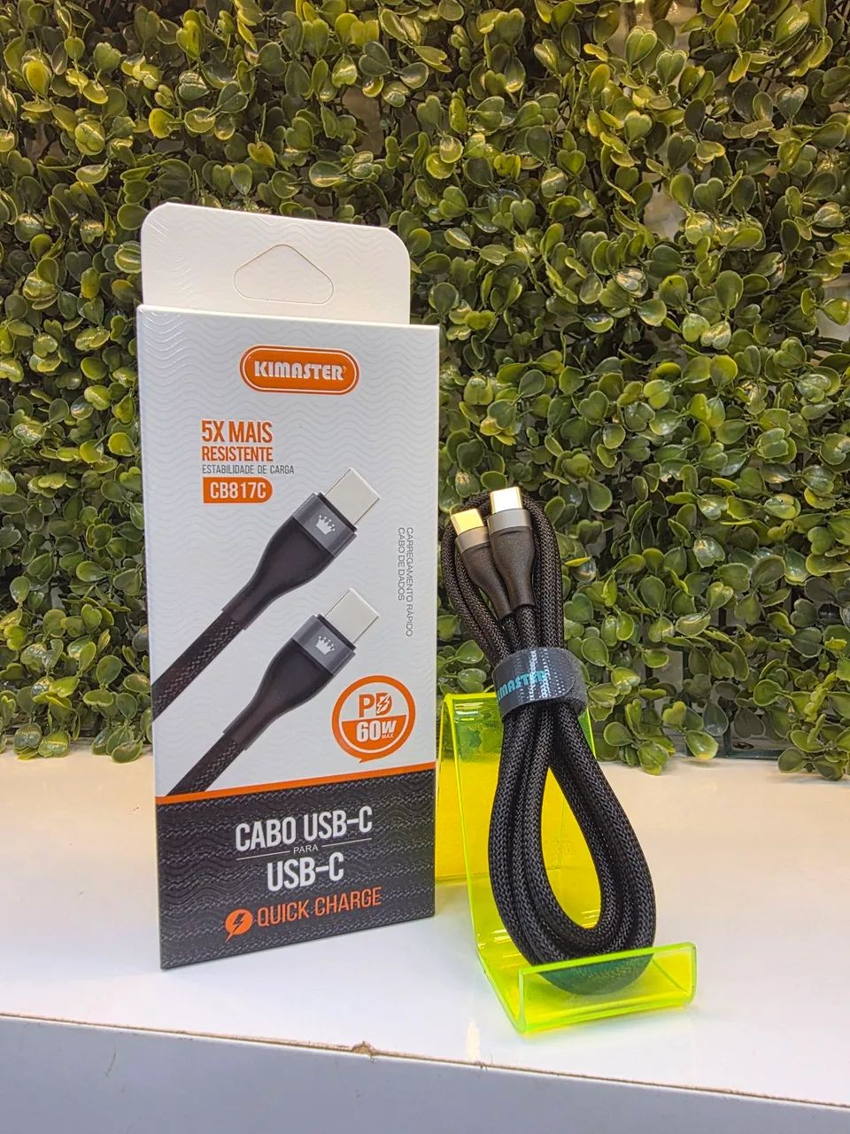 Cabo USB-C Kimaster 60W PD Carregamento Rápido Reforçado para Celular e Notebook