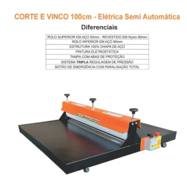 Máquina de cote e vinco  elétrica semi automática  -  100 cm com bancada - Foto 4