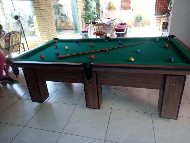 Mesa Charme de Bilhar Cor Imbuia Tecido Verde Mod. IPMN5850