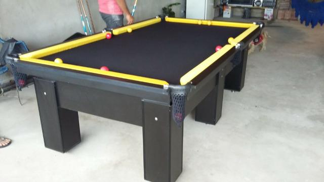 Mesa Charme de Sinuca e Jantar Cor Preta Tecido Preto e Borda Amarela Mod. ZFBC8186 - Foto 2