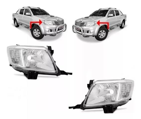 Par Farol Foco Simples Cromado Hilux 2012 2013 2014 2015