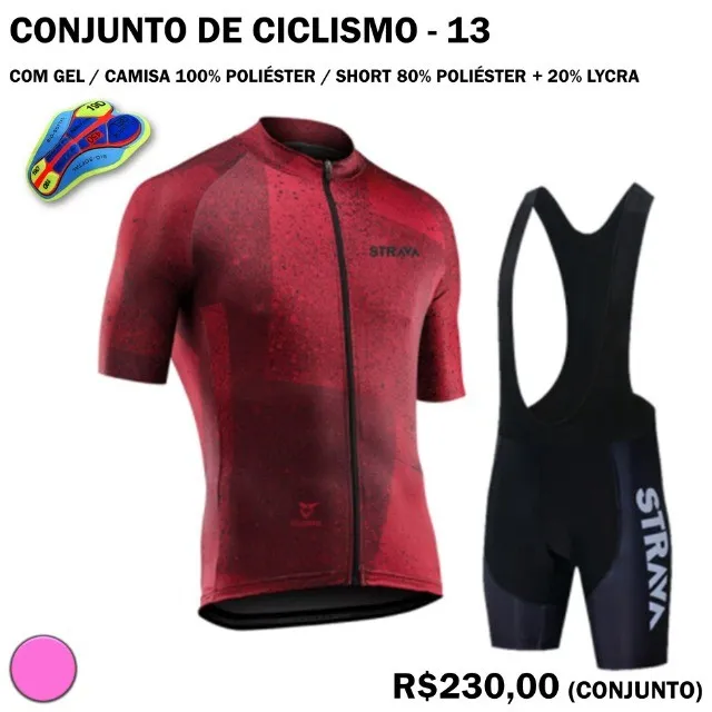 Camisa de Ciclismo com 3 Bolsos Strava + Bretelle