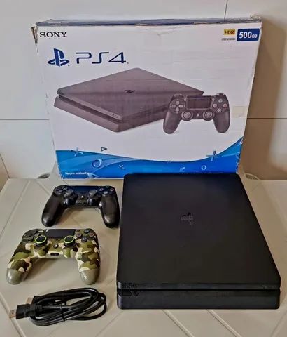 Console PS4 Slim 500GB com 2 Controles - 2 Anos de Garantia - JF GAMES