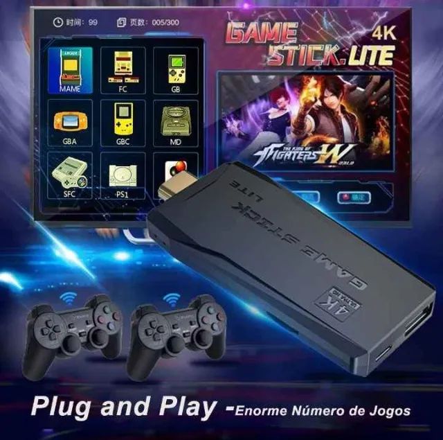 Video Game com 10.000mil Jogos + 2 Controles + Sistema 4K