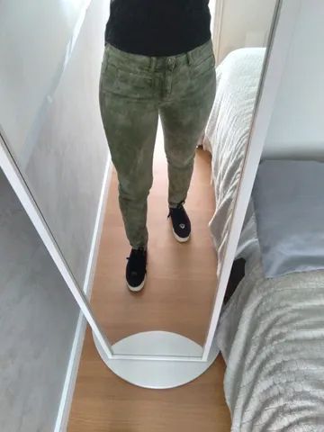 calça jeans verde cavalera - tam 38