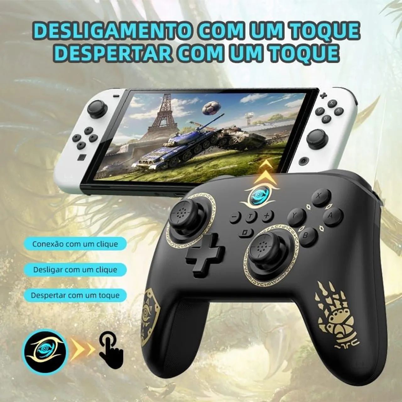 Controle sem fio Bluetooth, Gamepad Para Nintendo Lite/OLED, PC, Steam, Android, iOS - Foto 4