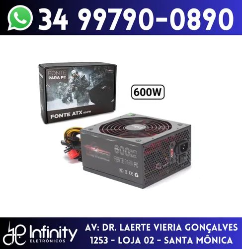 Fonte Atx 600W Gamer para Computador