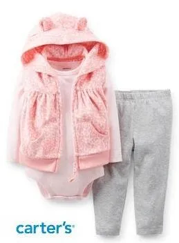 Conjunto Infantil Feminino Original Carter´s 3 Peças Fleece 24 meses