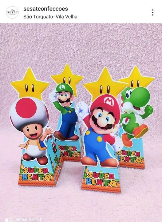 Turma do Mario caixinhas personalizadas pra festa de aniversário 