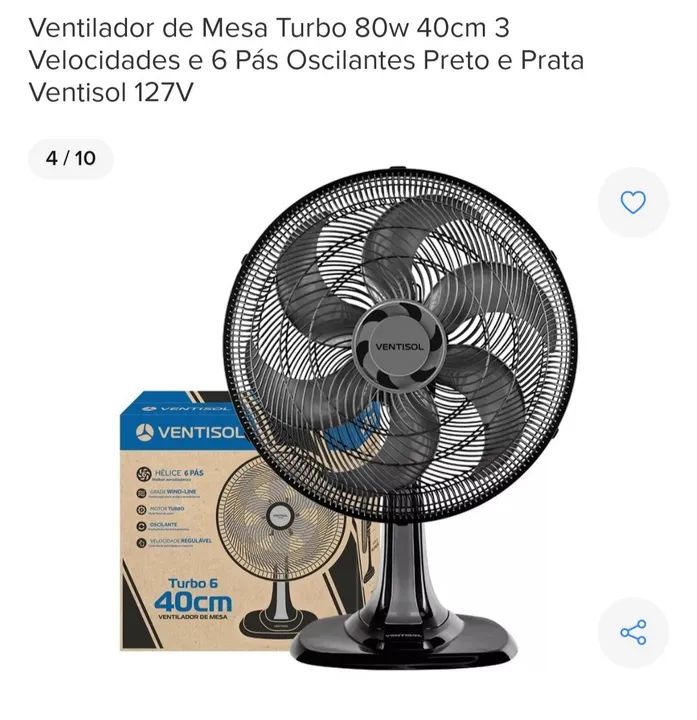 VENTILADOR DE MESA 40 CM NOVO 