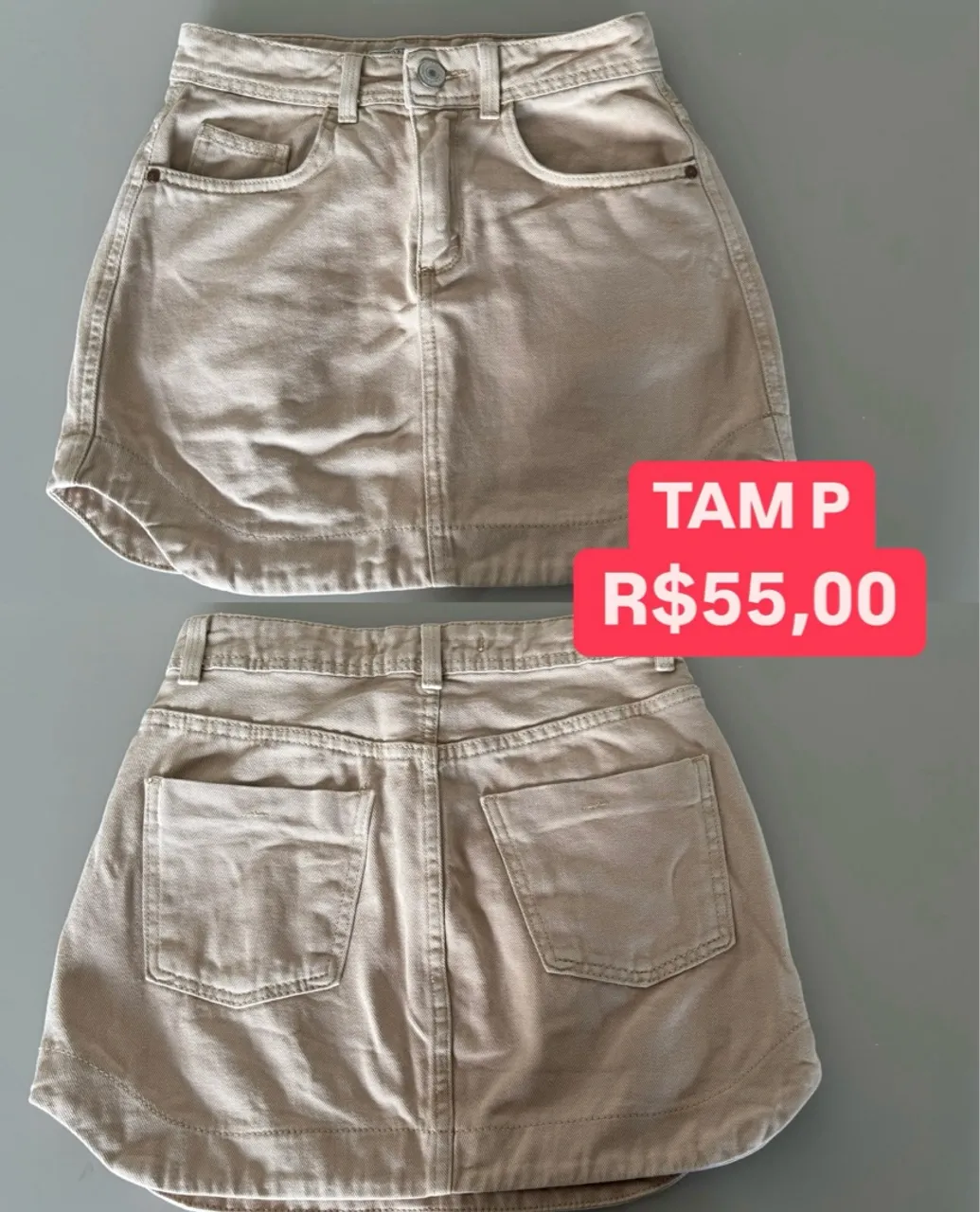 Saia Jeans Bege