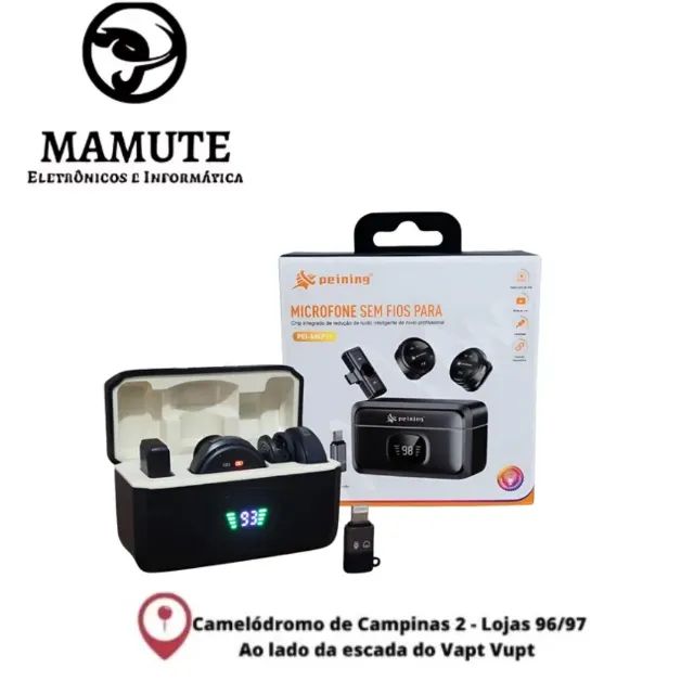 Microfone Lapela Sem Fio Duplo Para iPhone E Android Anc - profissional