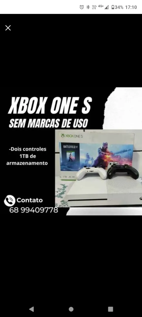 Xbox One S 1TB Sem Marcas de Uso