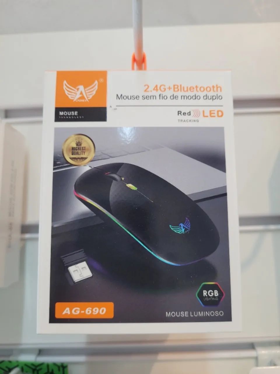 Mouse sem fio RECARREGAVEL 2in1 WiFi e Bluetooth, RGB - Foto 4