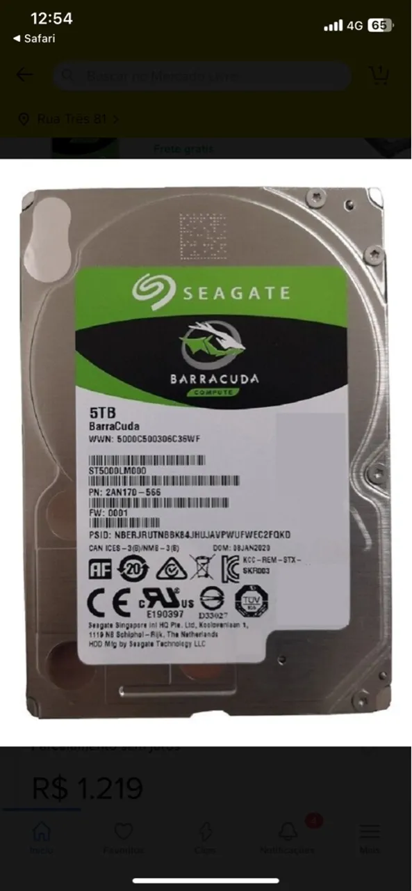 HD Seagate BarraCuda 5TB