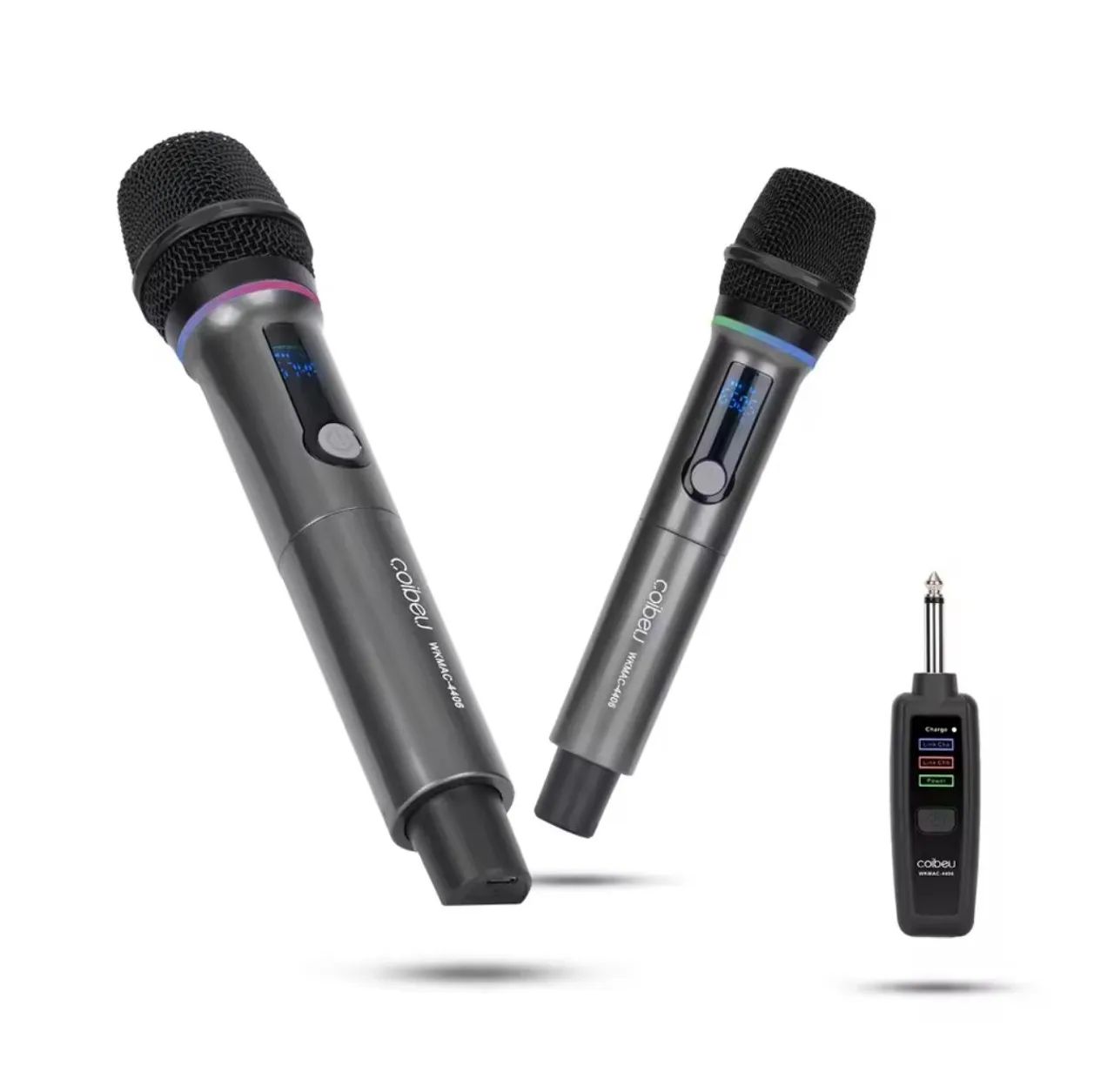 Microfone Sem Fio Duplo UHF Recarregável 