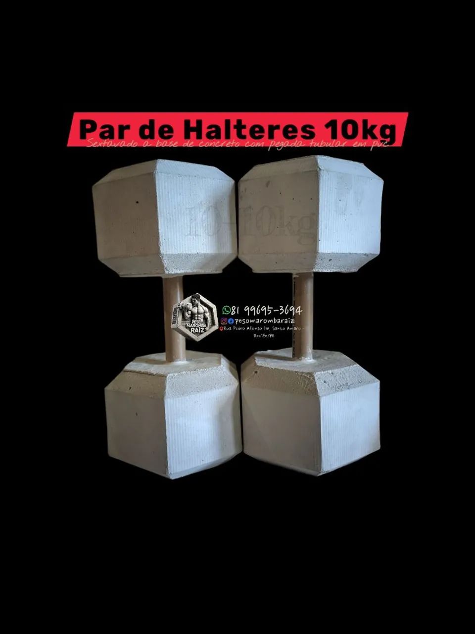 Par de Halteres 10kg Sextavados