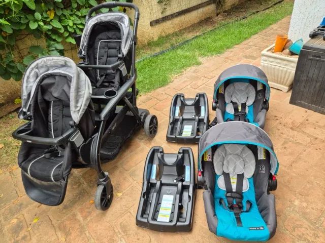 Carrinho de Bebê DUPLO importado c/27 posições + 2 bebês conforto p/ carro - Foto 6