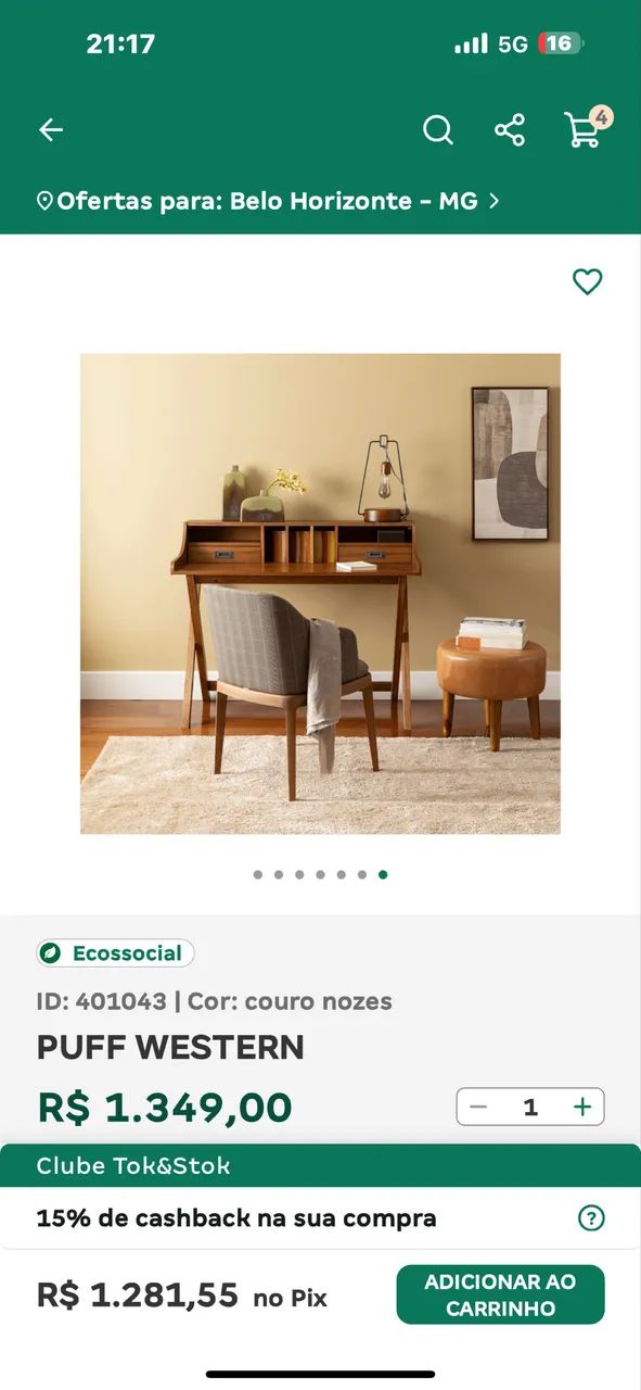 PUFF WESTERN COURO TOK&STOK  - Foto 5