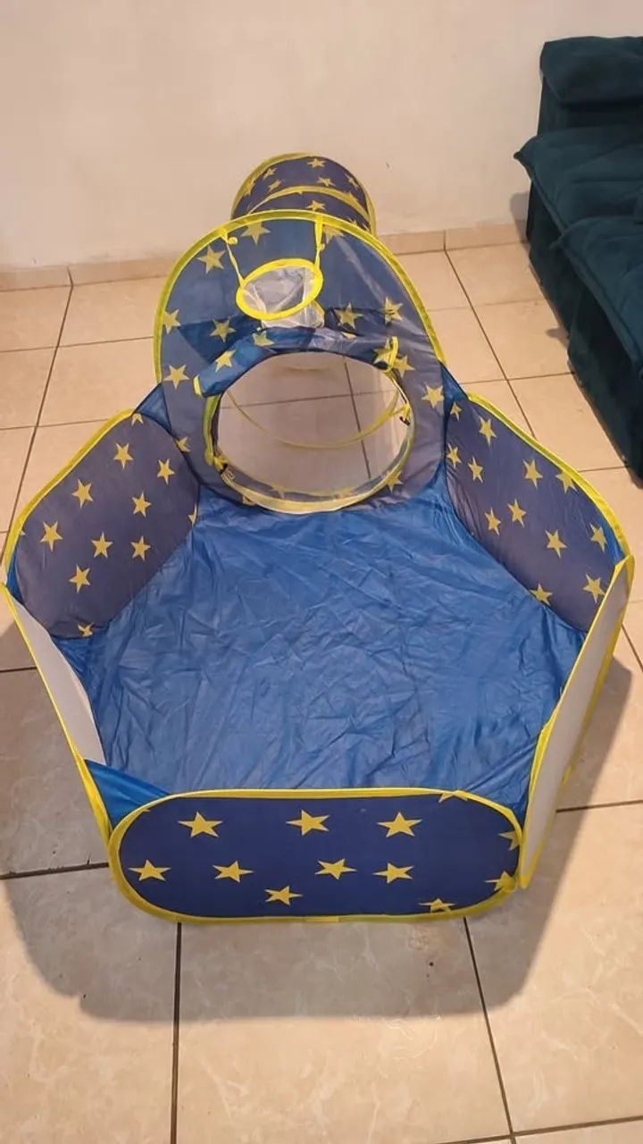 piscina de bolinha com túnel e cesto de basquete - Foto 2