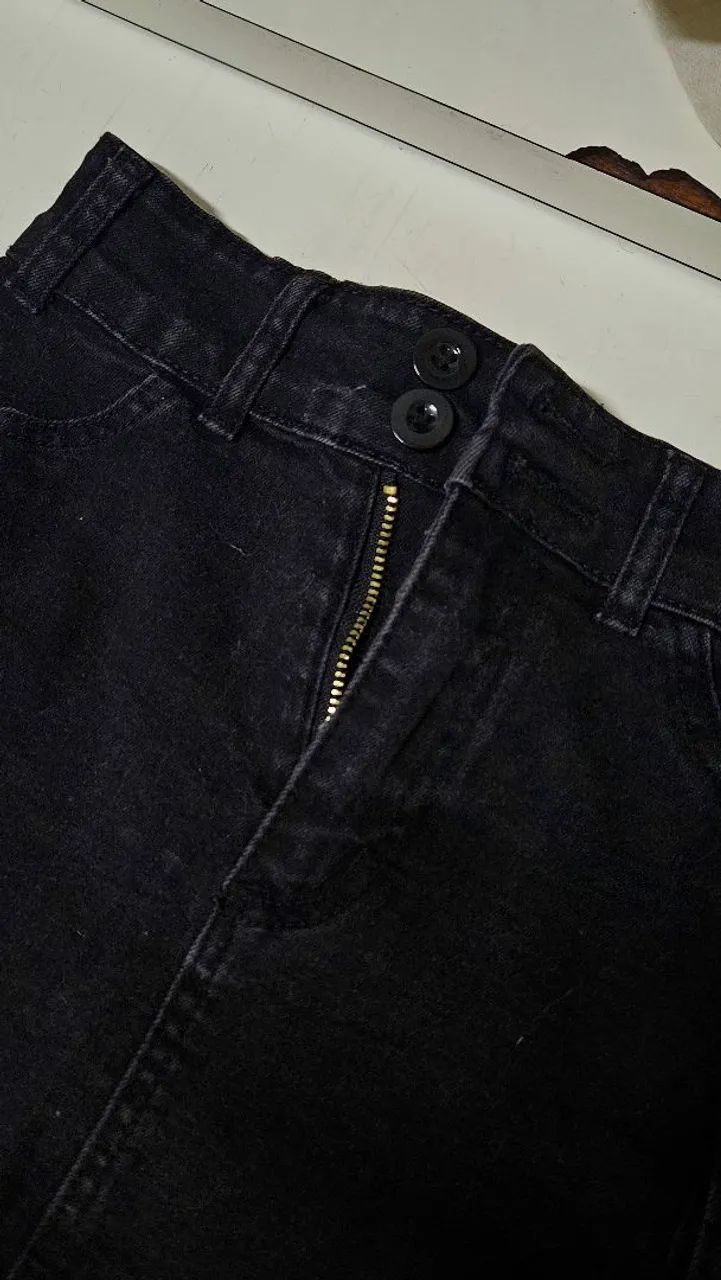 Saia Jeans preta - veste P/M - shein - Foto 3