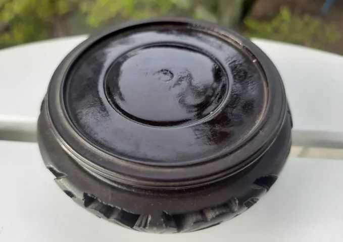 Par de peanha antiga em madeira suporte para vaso antigo de até 7cm diâmetro - Foto 3
