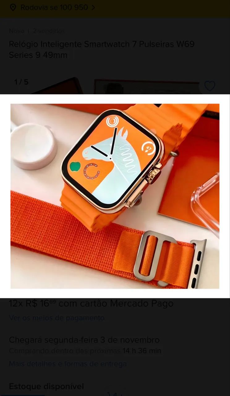 Smartwatch w69 7 pulseiras novos  - Foto 3