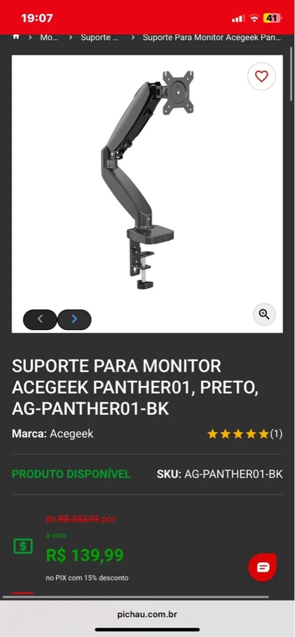 Suporte para Monitor Acegeek Panther01 Preto