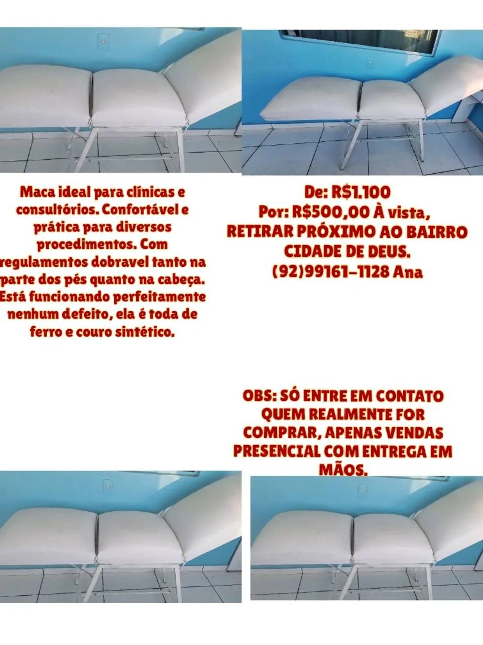 Maca de estética 3 posições