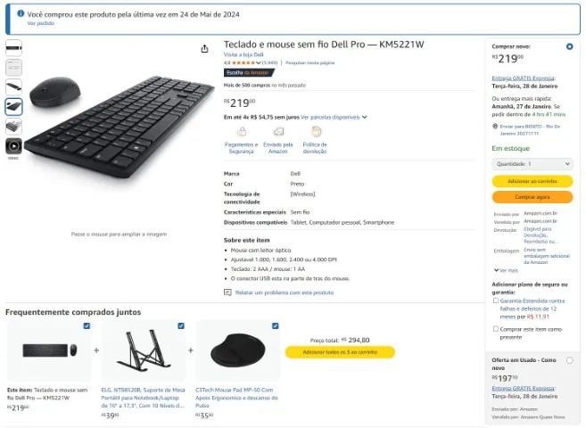 Teclado e mouse sem fio Dell Pro ? KM5221W