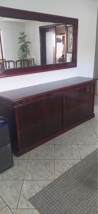 Mesa de jantar clássica e cadeiras - 8 lugares + armário de buffet + espelho - Foto 2