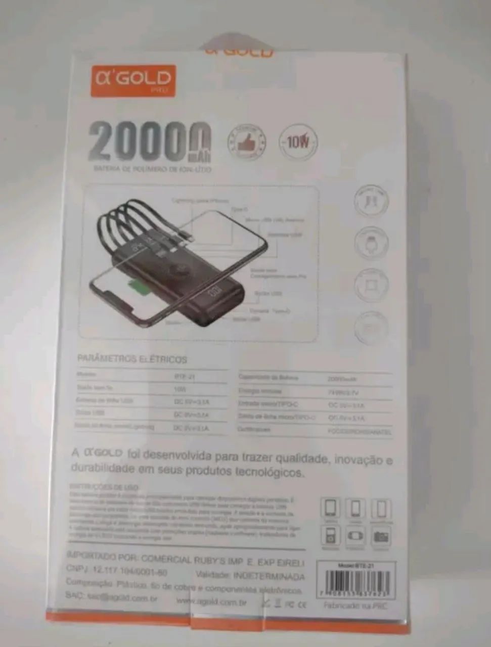Carregador Sem Fio Bte-21 A'gold 20.000mah P/ Indução - Foto 2