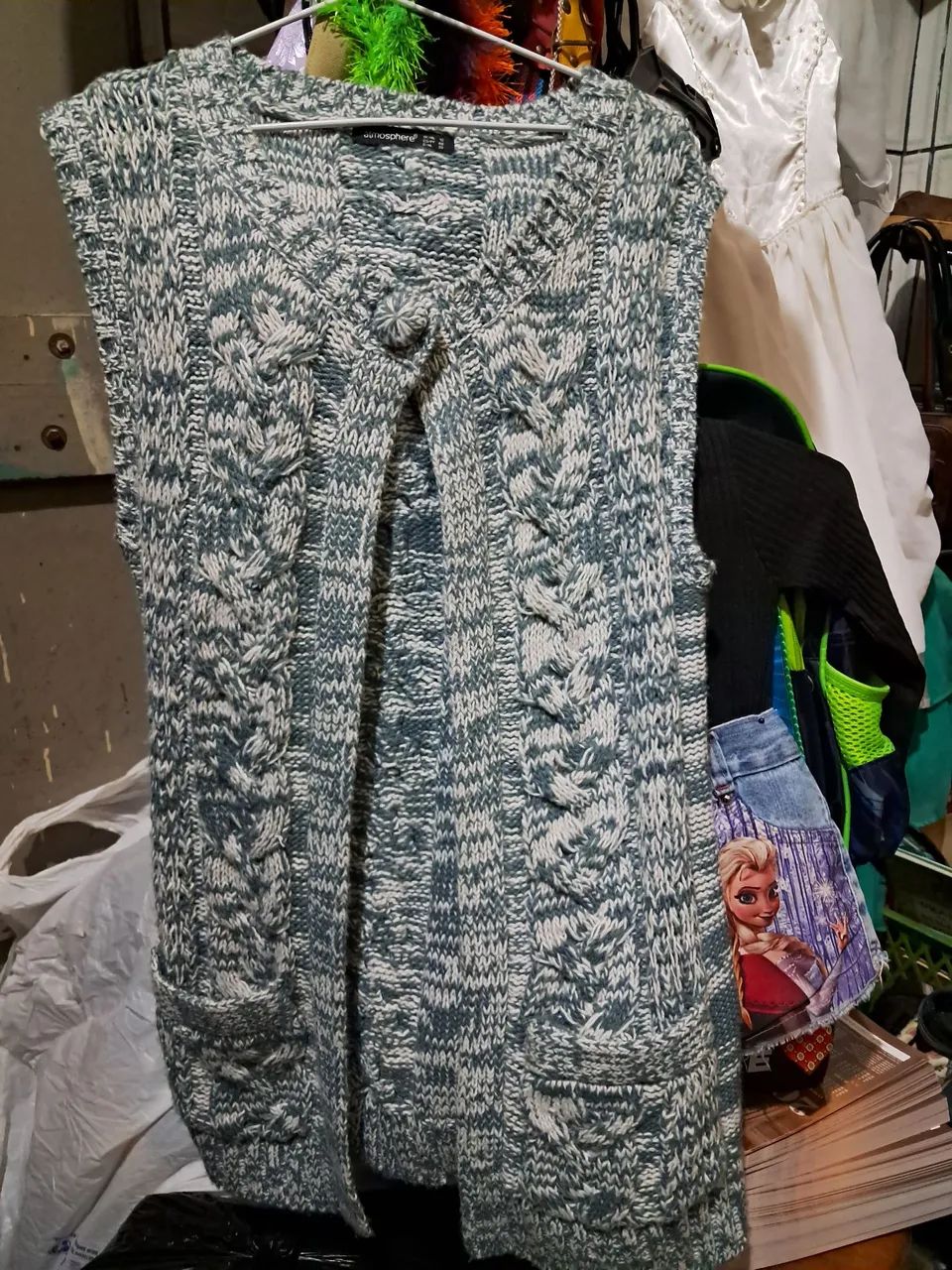 Colete Tricot Azul e Branco
