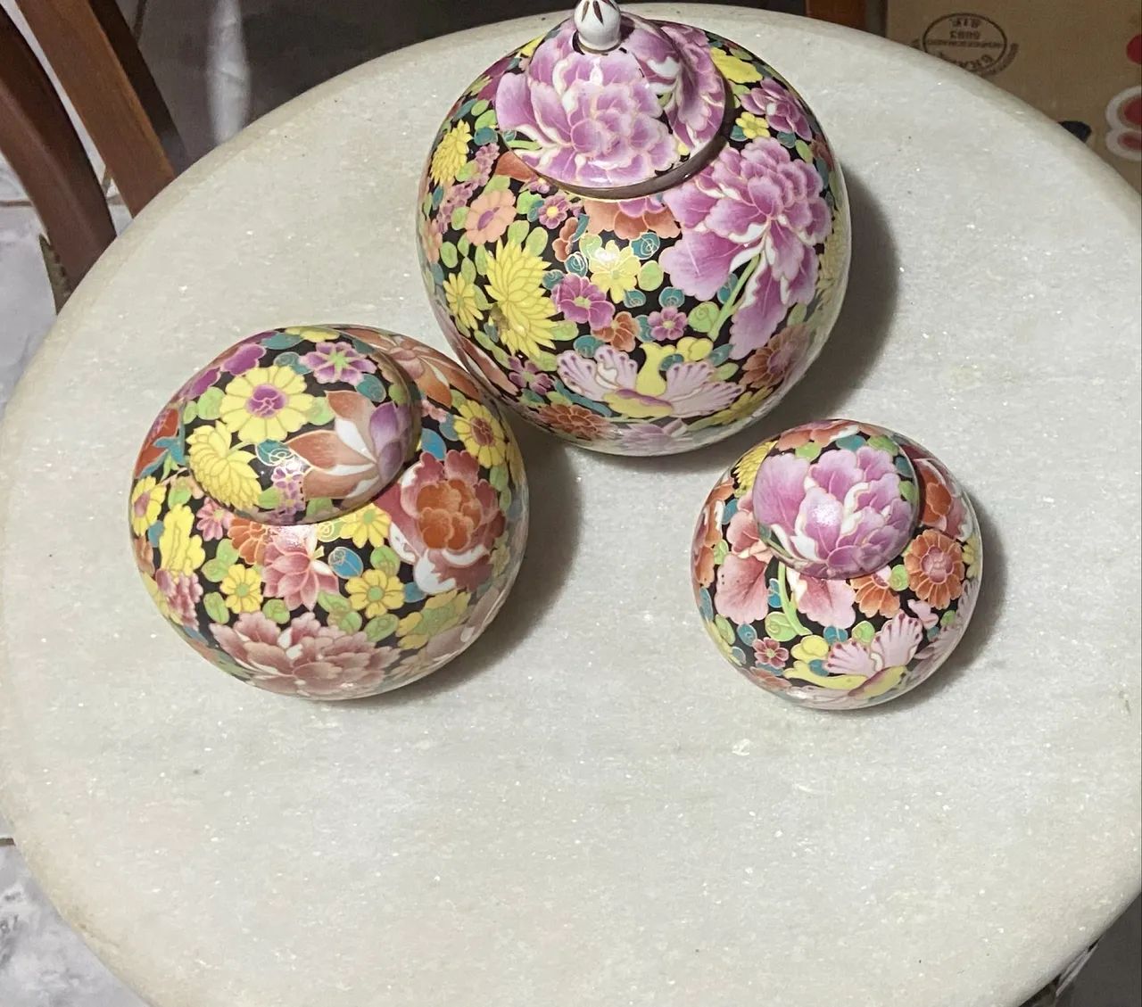 Kit de 3 potiches chineses tema floral - Foto 5