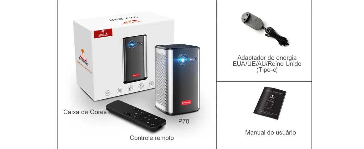 Projetor Byintek P70 DLP 3D WI-FI 1080P com Bateria - Foto 5