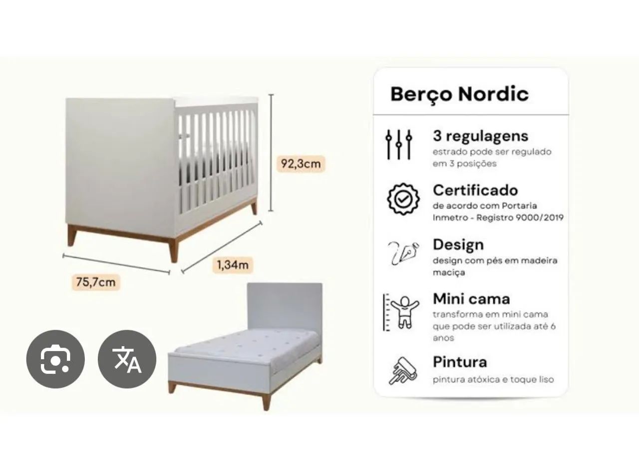 Berço Americano 3x1 cinza - Foto 4