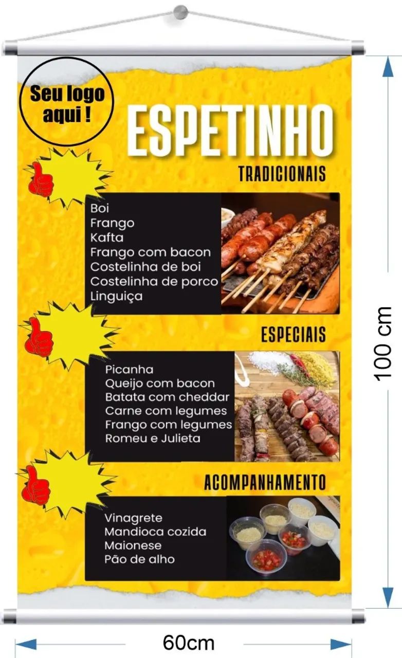 Banner Temos Espetinho Com Arte Pronta de high Qualidade Cores Vibrantes !!! - Foto 4