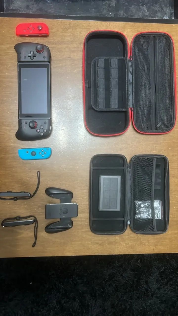 nintendo switch com vários acessórios 