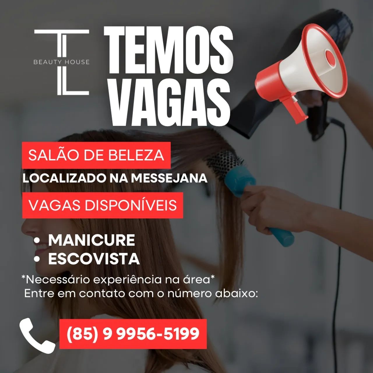 VAGA PARA EMPREGO EM SALÃO DE BELEZA